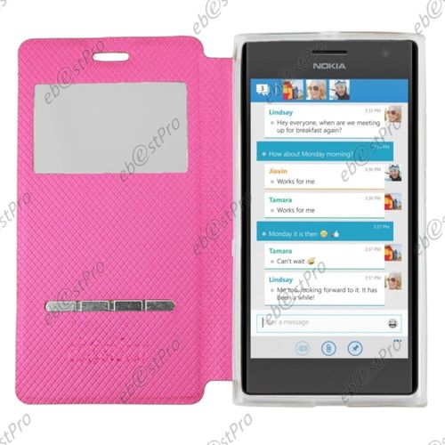 Ebeststar ®  Housse Pochette Protection Coque Type S-View Portefeuille Livre Pour Nokia Lumia 735 730 Dual + 1 Verre Trempé, Couleur Rose