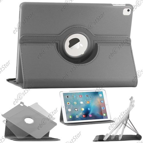 Ebeststar ® Pour Apple Ipad Pro 9.7 (2016), Wi-Fi, 3g, 4g, Lte - Housse Coque Etui Pu Cuir Rotatif Avec Support À Rotation 360° + Film, Couleur Gris