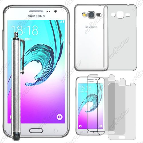Ebeststar ® Pour Samsung Galaxy J3 2016 Sm-J320f - Housse Etui Coque Silicone Gel Souple Ultra Fine 0,5mm Et Invisible + Stylet + 3 Film Écran, Couleur Transparent