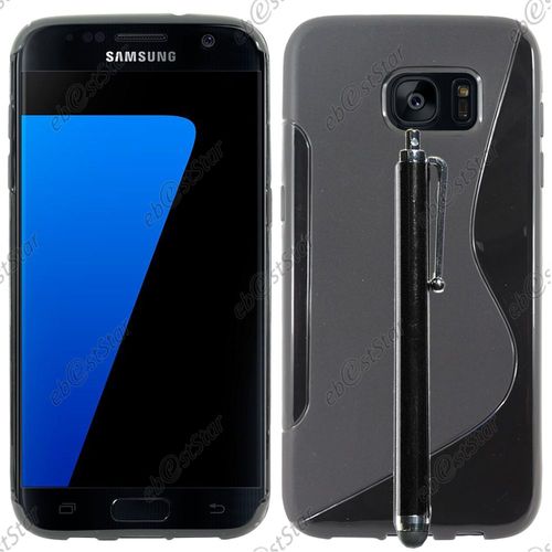 Ebeststar ® Pour Samsung Galaxy S7 Edge Sm-G935f G935 - Housse Etui Coque Silicone Gel Motif S-Line Protection Souple + Stylet, Couleur Noir