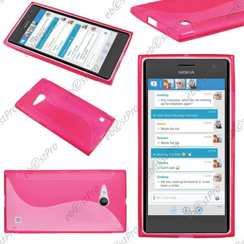 Ebeststar ®  Coque S-Line Silicone Gel Motif Vague Housse Etui Protection Souple Pour Nokia Lumia 735 730 Dual + 1 Verre Trempé, Couleur Rose