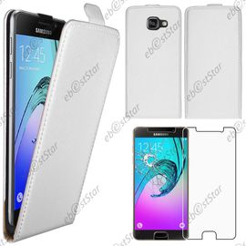 Ebeststar ® Pour Samsung Galaxy A5 2016 A510f - Housse Coque Etui En Pu Cuir À Rabat Ultra Fine (Slim Case) + 1 Verre Trempé, Couleur Blanc