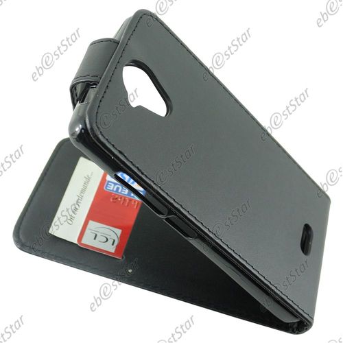 Ebeststar ®  Film Verre Trempé + Etui En Pu Cuir Clapet Ultra Fine Housse Coque Pour Wiko U Feel Lite, Couleur Noir