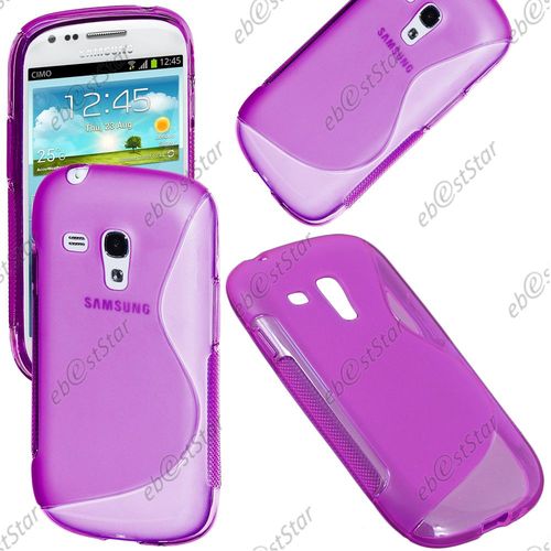 Ebeststar ® Pour Samsung Galaxy S3 Mini Gt-I8190, I8190n - Housse Etui Coque Silicone Gel Motif S-Line Protection Souple + Film, Couleur Violet