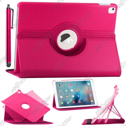 Ebeststar ® Pour Apple Ipad Pro 9.7 (2016), Wi-Fi, 3g, 4g, Lte - Housse Coque Etui Pu Cuir Rotatif Avec Support À Rotation 360° + Stylet, Couleur Rose