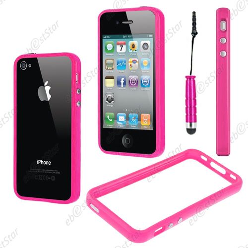 Ebeststar ® Pour Apple Iphone 4s, 4 - Housse Etui Coque Bumper De Protection + Mini Stylet, Couleur Rose
