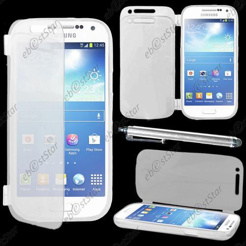 Ebeststar ® Pour Samsung Galaxy S4 Mini Gt-I9190, I9192, I9195 - Housse Etui Coque Portefeuille Livre Silicone Gel + Stylet, Couleur Transparent