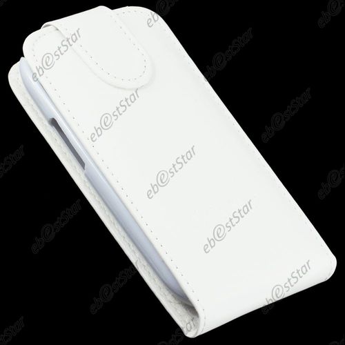 Ebeststar ® Film + Coque Housse Etui Simili Cuir Rabattable Pour Samsung Galaxy S3 Mini Gt-I8190, I8190n, Couleur Blanc