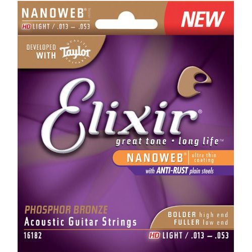 Elixir 16182 Nanoweb Hd Light Cordes Pour Guitare Folk 13-53