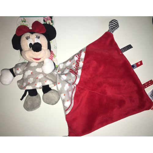 Doudou Souris Minnie Mouse Gris Rouge Noir Nuages Mouchoir Disney Simba Toys Benelux Peluche Bébé Naissance Jouet Éveil Security Blanket 