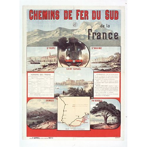 Affiche Chemins De Fer Du Sud Saint Tropez Saint Raphael