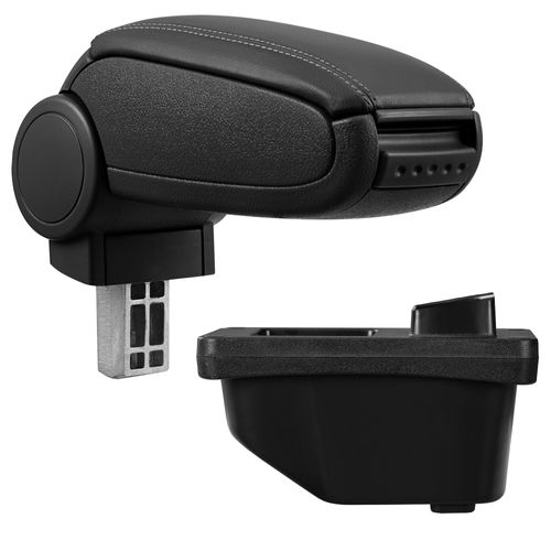 [Pro.Tec]® Accoudoir Central Pour Peugeot 308 I - Avec Compartiment - Rembourré - Cuir-Synthétique - Noir Avec Des Coutures Noirs