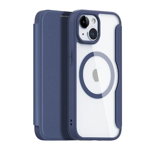 Dux Ducis Étui Pour Iphone 15 Étui Porte-Monnaie Antichoc, Avec Fente De Carte De Blocage Rfid Couverture En Cuir Pu Étui Portefeuille Compatible Avec Magsafe - Bleu