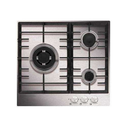 Airlux AT635HIX - Table de cuisson au gaz - 3 plaques de cuisson - Niche - largeur : 56 cm - profondeur : 48 cm - argent - sans cadre - acier inoxydable