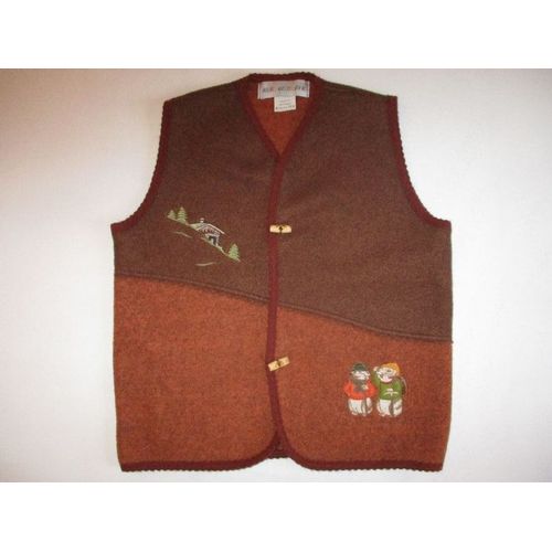 Gilet De Berger Polaire Marron Rouille Bleu De Chine 8/10 Ans