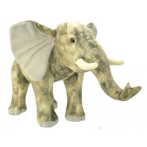 Peluche Elephant Gris Debout 40 Cm - Animaux D'afrique - Wild