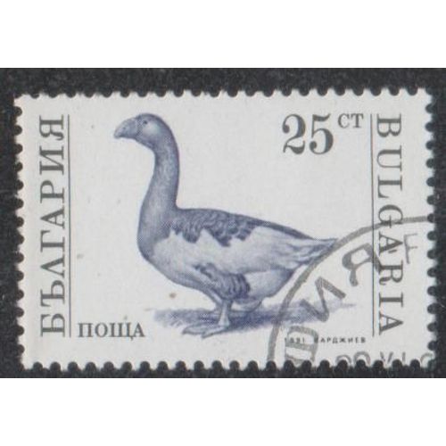 Timbre De Bulgarie N°3392 Y&t 25 S. Noir Et Bleu-Gris Série Courante Animaux De La Ferme Oie