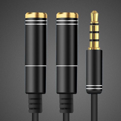 Adaptateur 3.5mm Mini-Jack Câble Diviseur 1 Mâle à 2 Femelle Audio 4 Points Noir