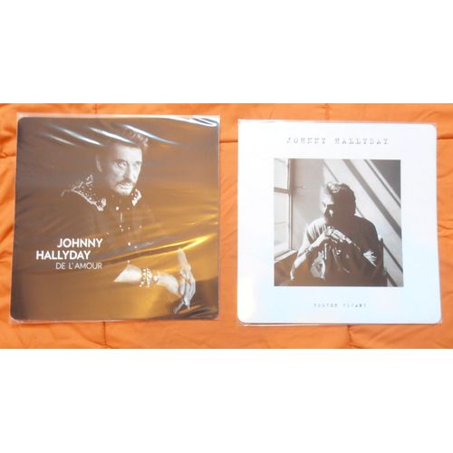 2 Autocollants Johnny Hallyday 2 Derniers Albums Format 25x25 Comme Neuf & Très Rare