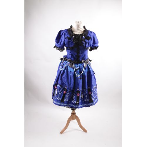 Robe Lolita Gothique Baby Doll Manches Courtes Imprimés Kawaii Rubans Perles Dentelle Noire Coloris Rouge, Bleu Et Noir Tailles S Au Xl. Black Sugar Cosplay Déguisement Mode Japonaise Harajuku