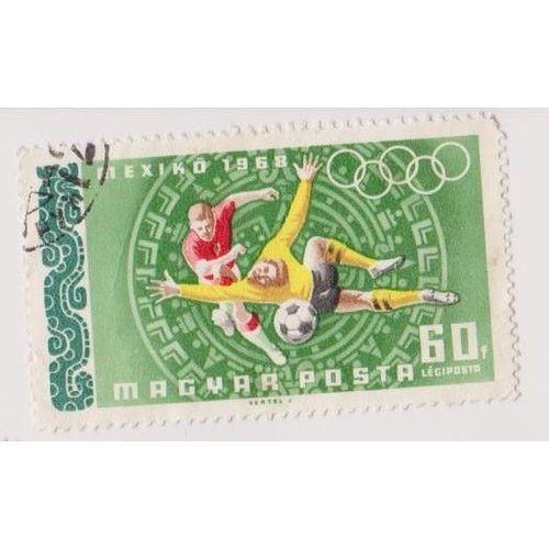 Timbre Hongrie Magyar Posta Jeus Olympiques 1968 Mexico Football 