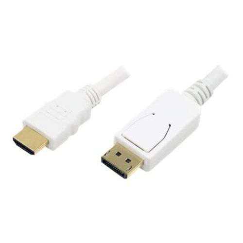 LogiLink - Câble adaptateur - DisplayPort mâle pour HDMI mâle - 2 m - blanc