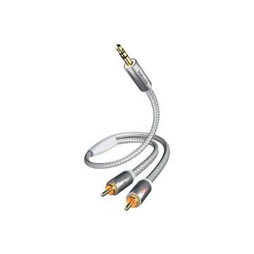 in-akustik Premium Audio - Câble audio - jack mini mâle pour RCA x 2 mâle - 1.5 m - double blindage - blanc, argent