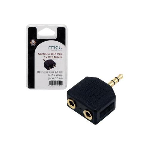 MCL - Répartiteur audio - mini-phone stereo 3.5 mm mâle pour mini-phone stereo 3.5 mm femelle