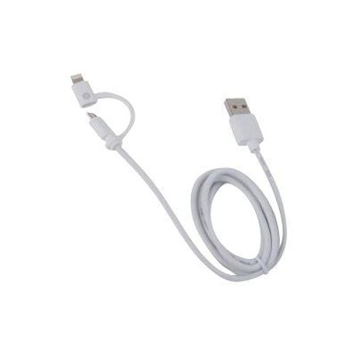 MUVIT double connectique - Câble de chargement / de données - Micro-USB de type B, Lightning mâle pour USB mâle - 1 m - blanc
