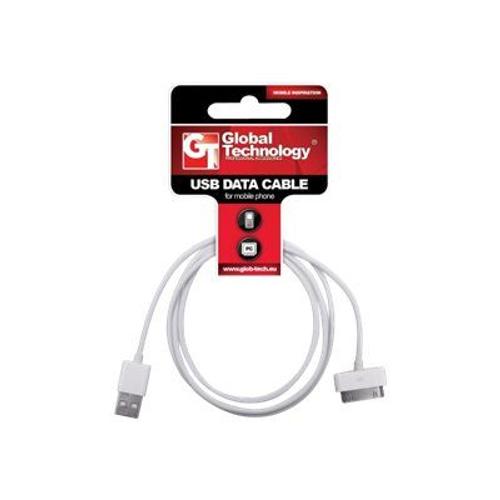 Global Technology - Câble de chargement / de données - Apple Dock mâle pour USB mâle - 1 m - blanc
