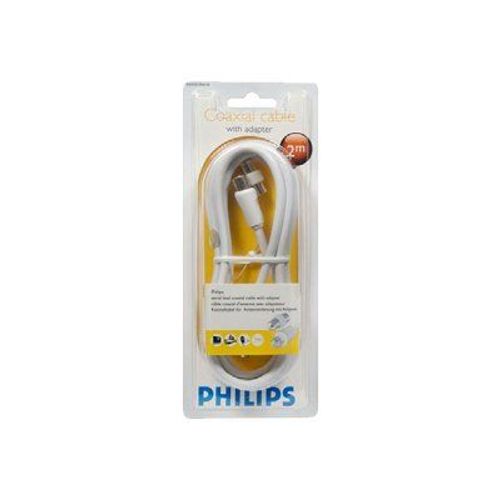 Philips SWV2519W - Câble RF - connecteur IEC mâle pour connecteur IEC mâle - 2 m - coaxial