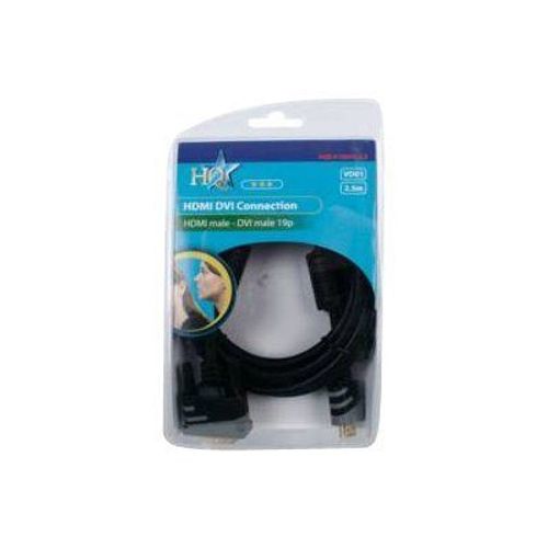 HQ - Câble HDMI - liaison simple - HDMI (M) pour DVI-D (M) - 2.5 m - noir