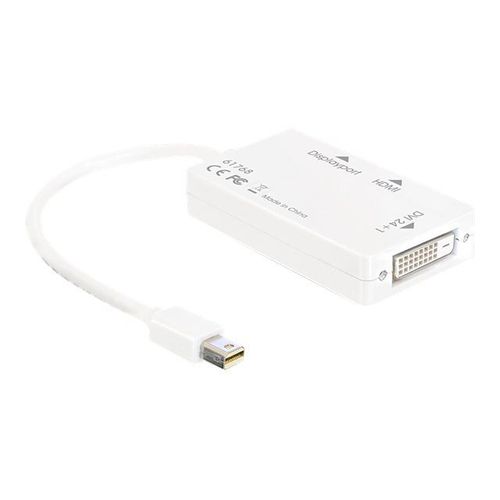 Delock - Adaptateur vidéo - liaison double - Mini DisplayPort mâle pour DVI-D, HDMI, DisplayPort femelle - 16 cm - blanc