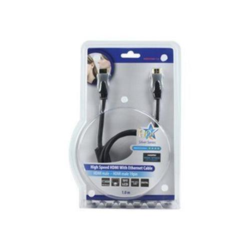 HQ High-Speed HDMI with Ethernet - HDMI avec câble Ethernet - HDMI (M) pour HDMI (M) - 1 m