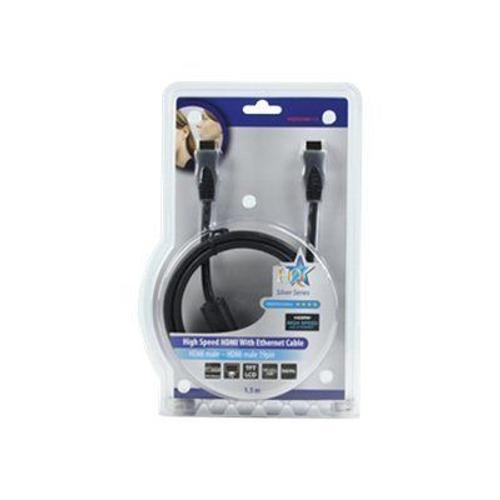 HQ High-Speed HDMI with Ethernet - HDMI avec câble Ethernet - HDMI (M) pour HDMI (M) - 1.5 m