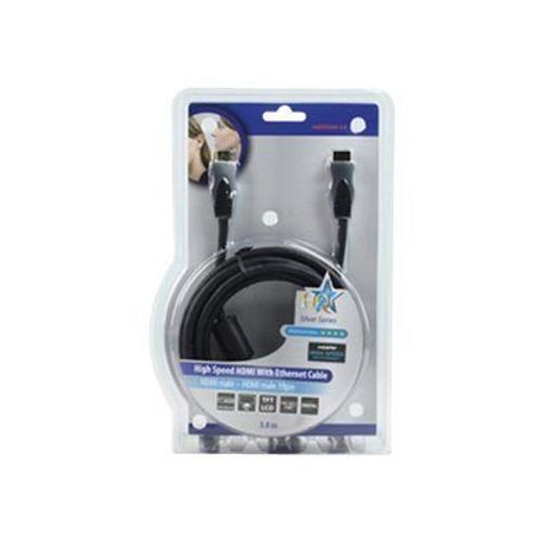 HQ High-Speed HDMI with Ethernet - HDMI avec câble Ethernet - HDMI (M) pour HDMI (M) - 3 m