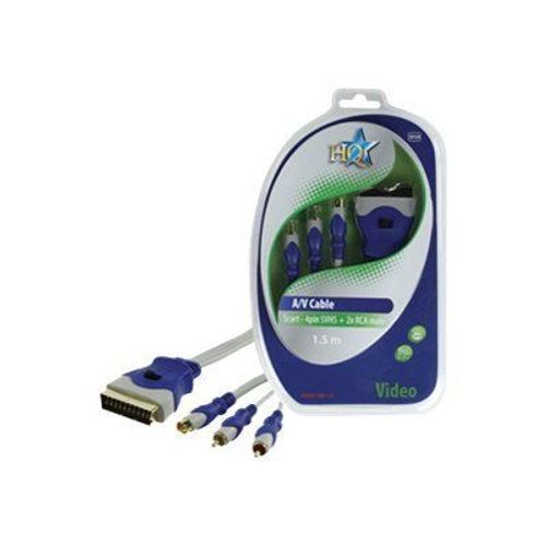 HQ Standard - Câble vidéo/audio - SCART (M) pour 4 broches mini-din, RCA (M) - 1.5 m - blanc