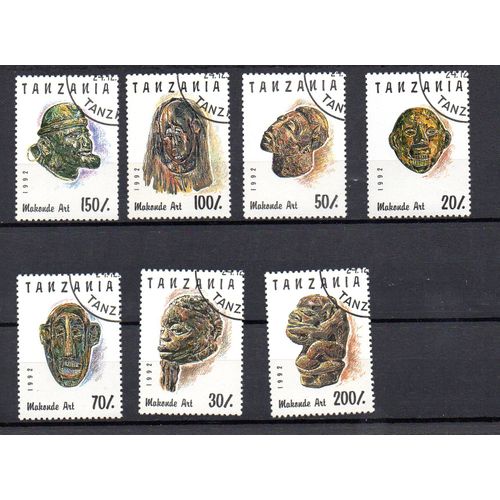 Tanzanie- Série Complète De 7 Timbres Oblitérés- Makonde Art- Année 1992