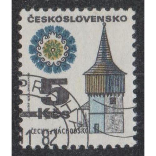 Timbre De Tchécoslovaquie N°1921 Y&t 5 K. Multicolore Série Courante Anciennes Bâtisses Nachod (Bohême)