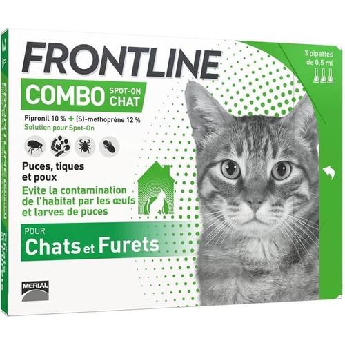 Frontline Combo Chat - Anti-Puces Et Anti-Tiques Pour Chat - 3 Pipettes