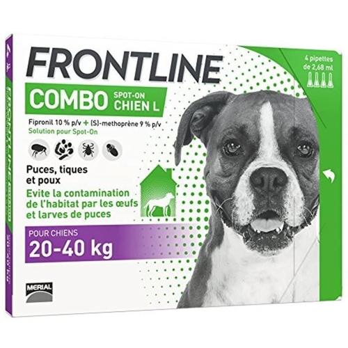 Frontline Combo Chien - Anti-Puces Et Anti-Tiques Pour Chien - 20-40kg - 4 Pipettes