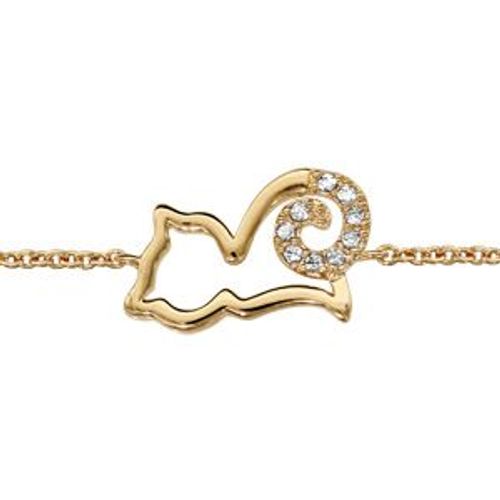 Bracelet Plaqué Or Chat Stylisé Oxydes Blancs 16+2cm
