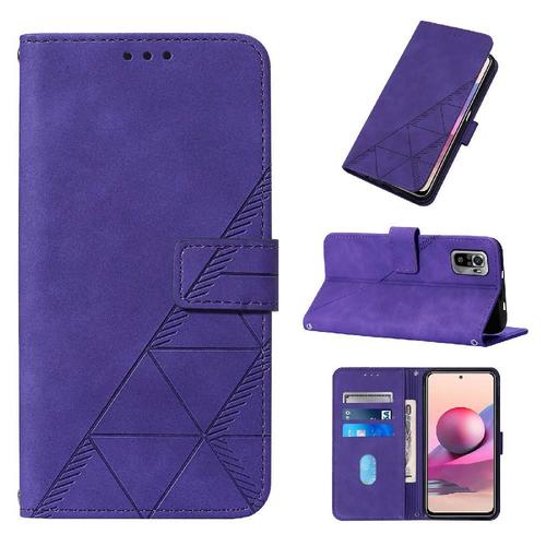 Étui Pour Xiaomi Redmi Note 10 4g Titulaire De La Carte De Crédit Portefeuille Couverture Livre De Protection Flip Folio Cuir Pu - Violet