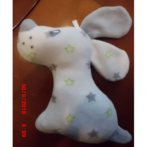 Doudou Chien Gris Et Blanc Sucre D'orge