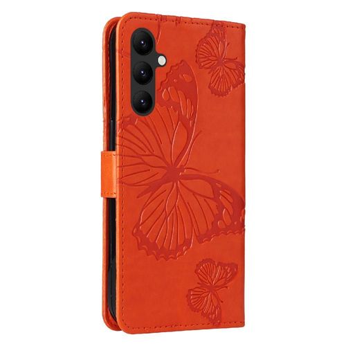 Étui Pour Coque De Téléphone Samsung Galaxy A34 Couverture Antichoc Couverture Magnétique Cuir Pu Flip Kickband Avec Support De Fente Pour Carte - Orange