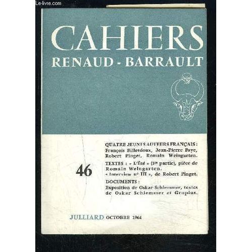 Quatre Jeunes Auteurs Francais- Cahiers Renaud Barrault, François Billetdoux, Jean-Pierre Faye, Robert Pinget, Romain Weingarten