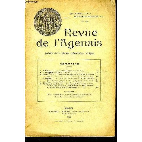 Revue De L'agenais - 51eme Annee - N° 6 -  Les Montpezar Laugnac En Lorraine Par Marboutin - Geoffroy De Vivant Par R. De Boysson - Vieilles Chansons Populaires De La Région De Damazan ...