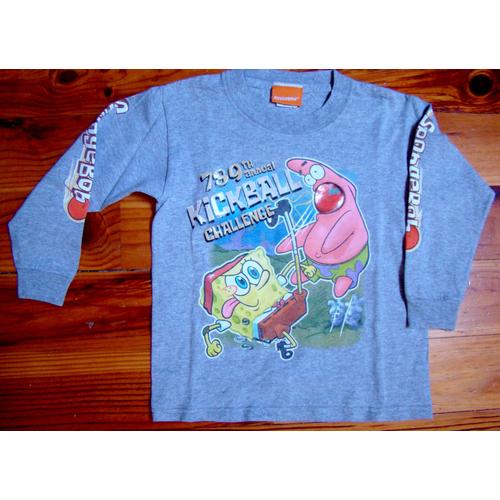 T-Shirt Motif Bob L'éponge Taille 5 - 6 Ans Gris Chiné