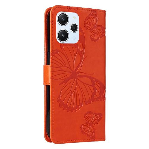 Étui Pour De Téléphone Xiaomi Redmi 12 4g Avec Support De Fente Pour Carte Cuir Pu Flip Kickband Couverture Magnétique Couverture Antichoc - Orange
