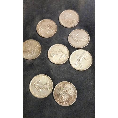 8pieces Argent 5 Francs Semeuse Lot